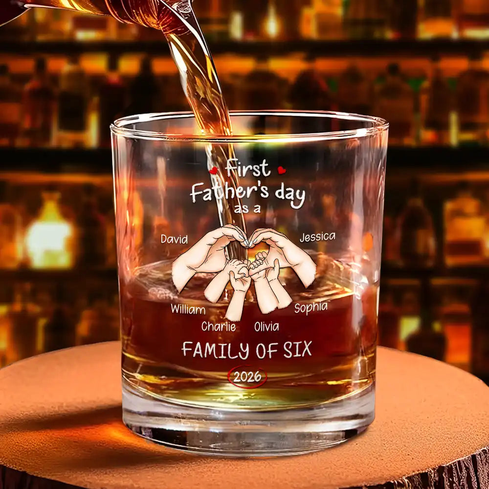 Gift For Father,Gift For Men,Happy,Vector - First Time Ever As A Family Of Three - Personalized Whiskey Glass