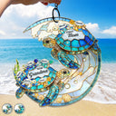 Gift For Grandma,Grandma - Grandkids,Happy,Icon - First Mom Now Grandma Stained Glass Turtle - Personalized Window Hanging Suncatcher Ornament