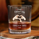 Gift For Father,Gift For Men,Happy,Vector - First Time Ever As A Family Of Three - Personalized Whiskey Glass