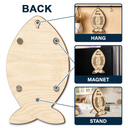 Cat Lovers,Cat Mom,Cat Couple,Cat Dad - Fish Bone Shaped Feeding And Medication Tracker - Personalized Wooden Pet Feeding Reminder