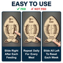 Cat Lovers,Cat Mom,Cat Couple,Cat Dad - Fish Bone Shaped Feeding And Medication Tracker - Personalized Wooden Pet Feeding Reminder