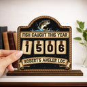 Gift For Yourself,Gift For Women,Gift For Men,Fishing,Happy - Fish Caught This Year - Personalized 2-Layered Wooden Tracker Sign