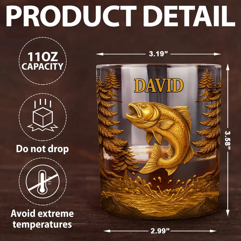 Fishing, Gift For Yourself, Gift For Men, Happy - Fishing Camping Fisher Man Old Fashioned - Personalized Whiskey Glass