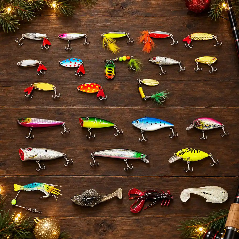 Christmas, Custom Text, Fishing, Happy - Fishing Gift For Husband And Son, Daughter - Personalized Custom Name Christmas Countdown Box Advent Calendar