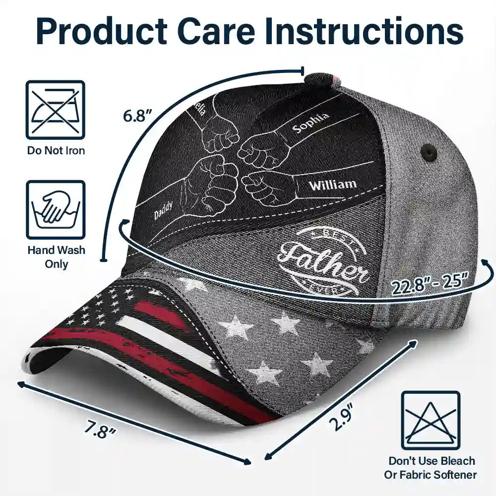 Gift For Husband,Gift For Father,Happy,Gift For Grandpa,Gift For Men - Fist Bump Best Dad Ever Papa Flag - Personalized Classic Cap 