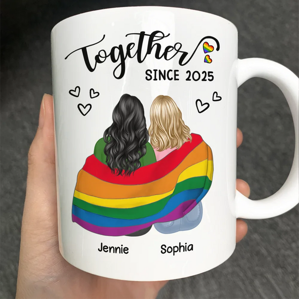Gift For Couples, Gift For Husband, Gift For Wife, Gift For Boyfriend, Gift For Girlfriend, LGBT, Love - Flag Together Since - Personalized Mug