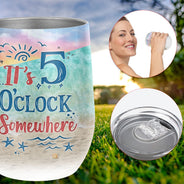 Flamingo 5 O'Clock Custom Wine Tumbler