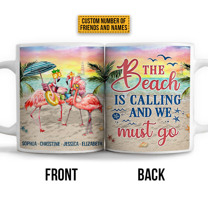 Flamingo Bestie The Beach Is Calling Custom Mug