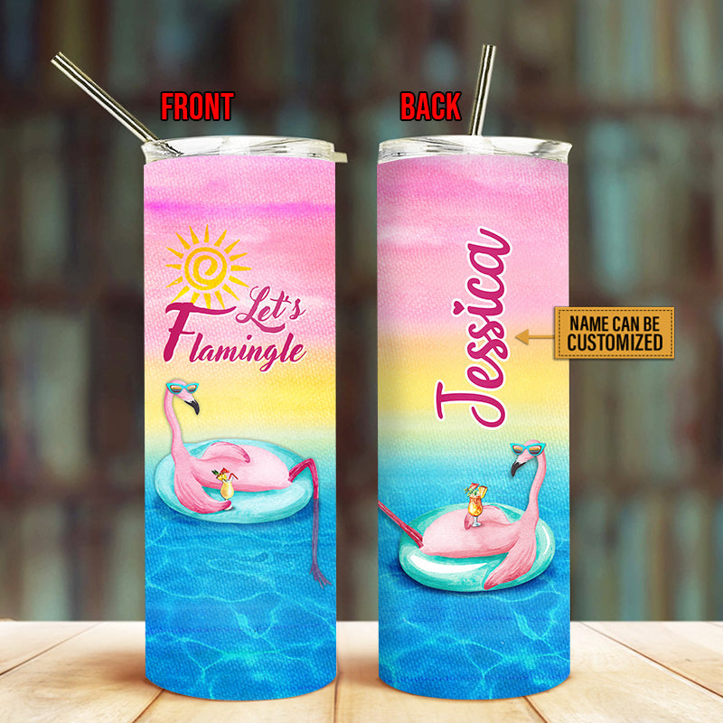 Flamingo Let's Flamingle Custom Skinny Tumbler