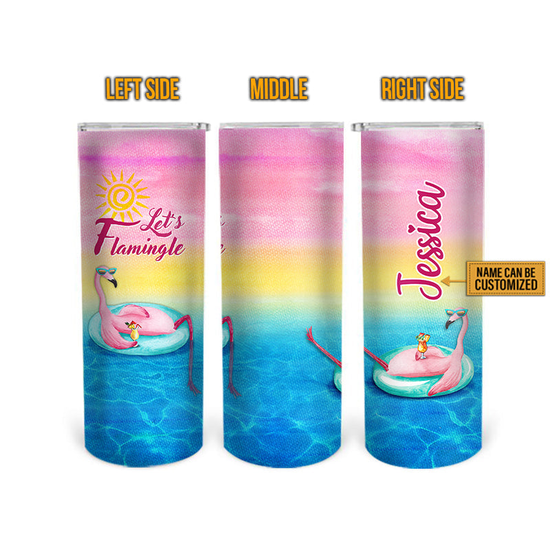 Flamingo Let's Flamingle Custom Skinny Tumbler