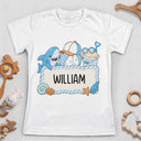 Gift For Kids, Beach, Summer, Adorable, Icon - Flamingo Shark Summer Custom Name - Personalized Kids Clothing Set