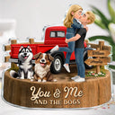 Gift For Couples,Old Couples,Gift For Husband,Gift For Wife,Gift For Boyfriend,Gift For Girlfriend,LGBT,Pet Lovers,Pet Couple,Dog Lovers,Dog Couple,Love - Flannel Couple You & Me And The Dogs - Personalized Custom Shaped Acrylic Plaque