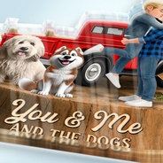 Gift For Couples,Old Couples,Gift For Husband,Gift For Wife,Gift For Boyfriend,Gift For Girlfriend,LGBT,Pet Lovers,Pet Couple,Dog Lovers,Dog Couple,Love - Flannel Couple You & Me And The Dogs - Personalized Custom Shaped Acrylic Plaque