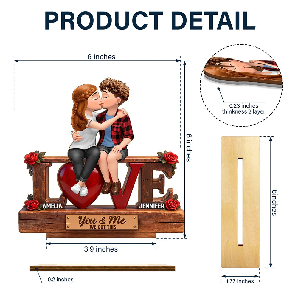 Gift For Couples,Old Couples,Gift For Husband,Gift For Wife,Gift For Boyfriend,Gift For Girlfriend,LGBT,Love,Top Market - Flannel Couple You & Me We Got This - Personalized Custom Shaped 2-Layered Acrylic Wooden Plaque
