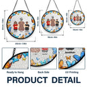 Gift For Wife,Gift For Women,Gift For Yourself,Gift For Mother,Gift For Aunt,Gift For Grandma,Gift For Daughter,Gift For Sisters,Single Mom,Mom - Daughters (Adult),Mom - Daughters (Young),Mom - Sons,Mom - Children,Grandma - Grandkids,Love - Floral Frame Grandma Mother And Children - Personalized Stained Glass Window Hanging Suncatcher