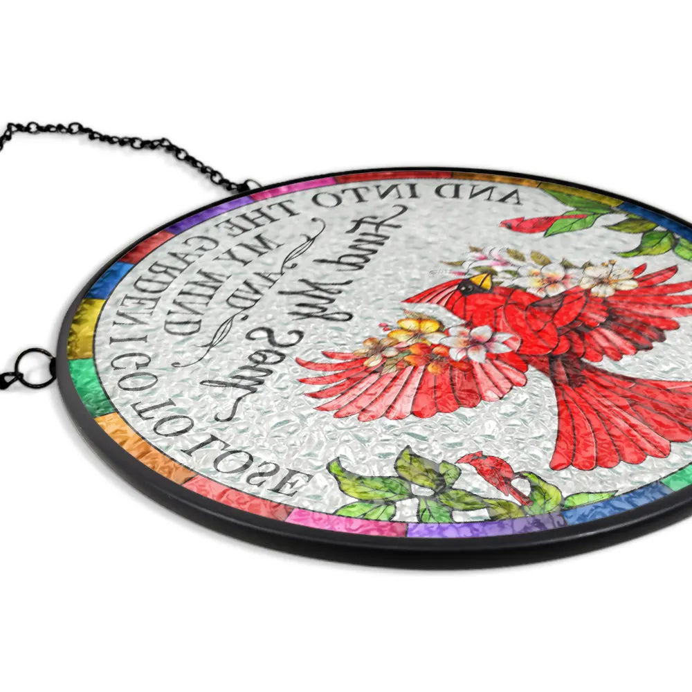 Gardening,Love - Floral Art And Into The Garden I Go - Personalized Stained Glass Window Hanging Suncatcher