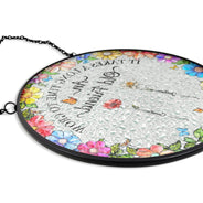 Gift For Women, Gift For Bestie, Old Best friends, Love - Floral Frame Grow An Old Friend - Personalized Stained Glass Window Hanging Suncatcher