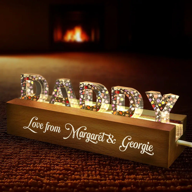 Gift For Mother,Gift For Grandma,Gift For Bestie,Family - Floral Letter Mom Dad Family Love - Personalized Custom Shaped LED Light
