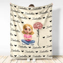 Gift For Kids,Gift For Grandkids,Happy - Flower Birth Month & Name Cute 3D Version - Personalized Fleece Blanket, Sherpa Blanket