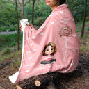 Gift For Kids,Gift For Grandkids,Happy - Flower Birth Month & Name Cute 3D Version - Personalized Fleece Blanket, Sherpa Blanket