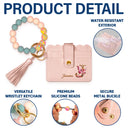 Gift For Yourself,Gift For Women,Happy,Gift For Bestie  - Flower Butterfly Monogram - Personalized Keychain Wristlet Leather Wallet