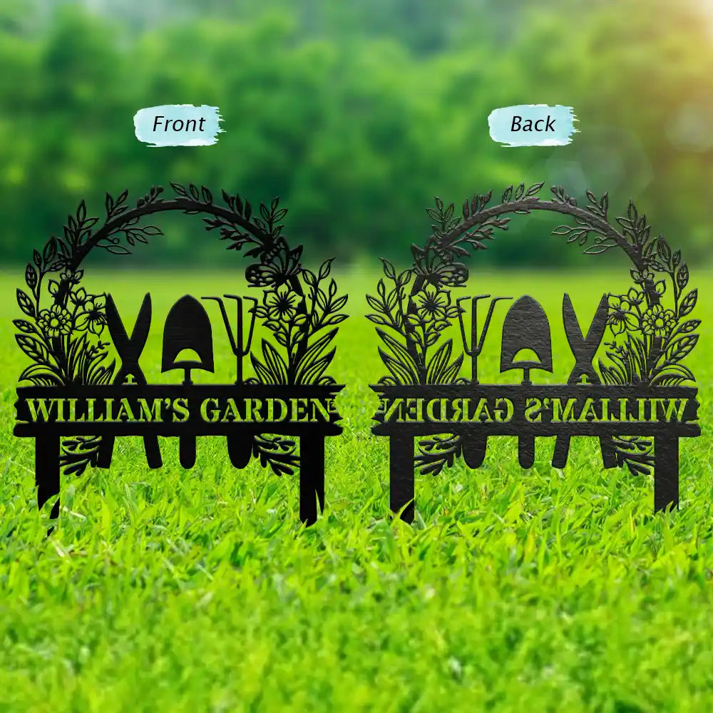Gardening,Happy - Flower Vegetable Garden - Personalized Metal Garden Stake