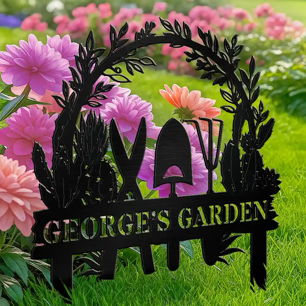Gardening,Happy - Flower Vegetable Garden - Personalized Metal Garden Stake