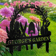 Gardening,Happy - Flower Vegetable Garden - Personalized Metal Garden Stake