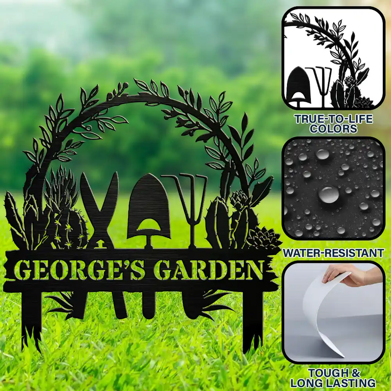 Gardening,Happy - Flower Vegetable Garden - Personalized Metal Garden Stake