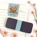 Reading, Gift For Yourself, Gift For Women, Happy - Flowers Growing From Book, Birth Month Flowers - Personalized Leather Magnetic Bookmark
