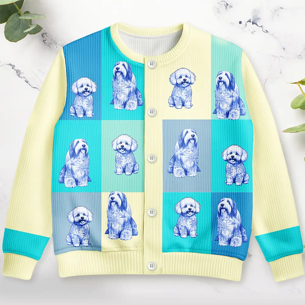 Flowers Toile Dog - Personalized Cardigan