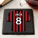 Football,Happy,Gift For Husband,Parents,Gift For Men,Gift For Yourself,Gift For Grandpa,Sport Dad,Gift For Kids - Football Shirt Dad Grandpa Kid - Personalized Slate Coaster