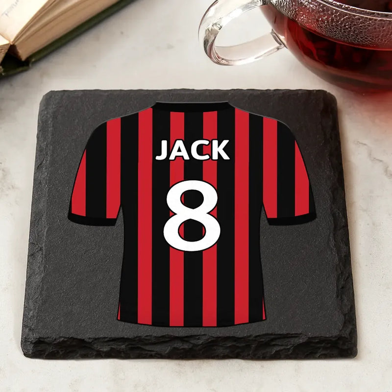 Football,Happy,Gift For Husband,Parents,Gift For Men,Gift For Yourself,Gift For Grandpa,Sport Dad,Gift For Kids - Football Shirt Dad Grandpa Kid - Personalized Slate Coaster