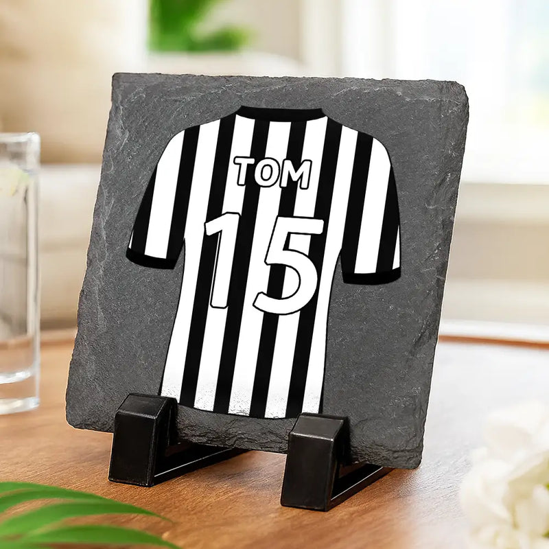 Football,Happy,Gift For Husband,Parents,Gift For Men,Gift For Yourself,Gift For Grandpa,Sport Dad,Gift For Kids - Football Shirt Dad Grandpa Kid - Personalized Slate Coaster