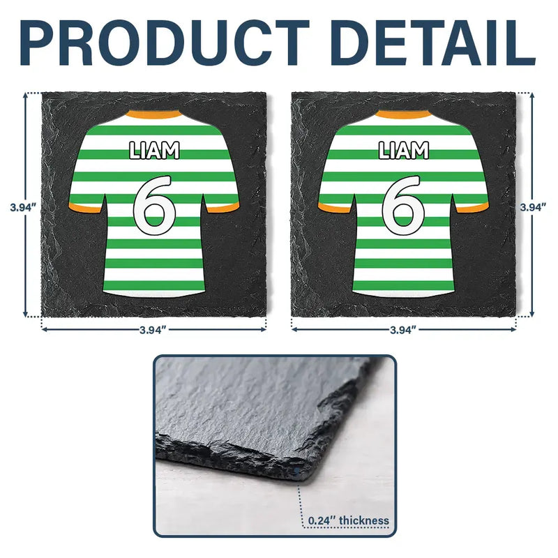 Football,Happy,Gift For Husband,Parents,Gift For Men,Gift For Yourself,Gift For Grandpa,Sport Dad,Gift For Kids - Football Shirt Dad Grandpa Kid - Personalized Slate Coaster