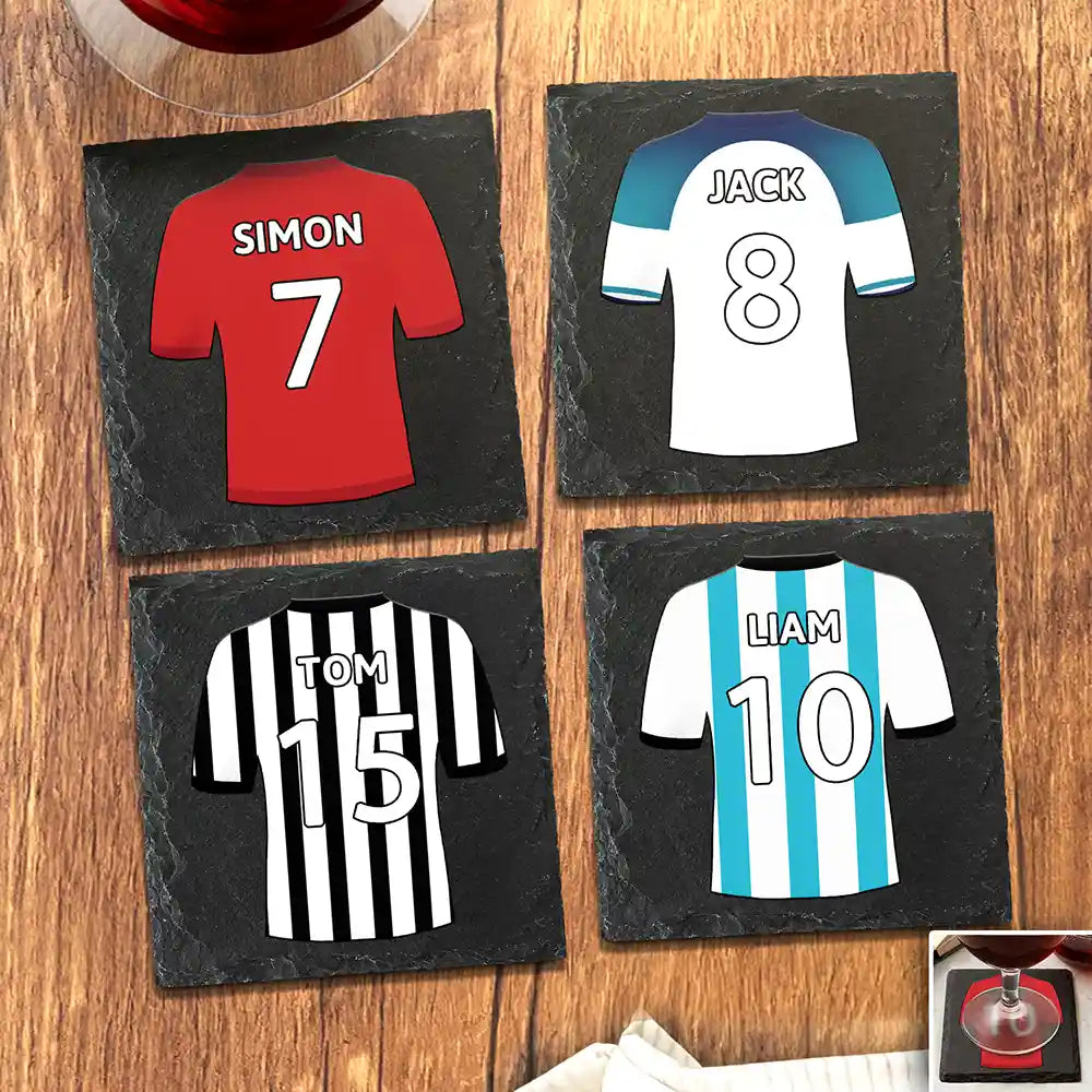 Football Shirt Dad Grandpa Kid - Personalized Slate Coaster