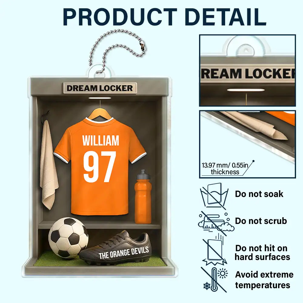 Football,Happy - Football Soccer Locker 3D Effect - Personalized Acrylic Car Hanger