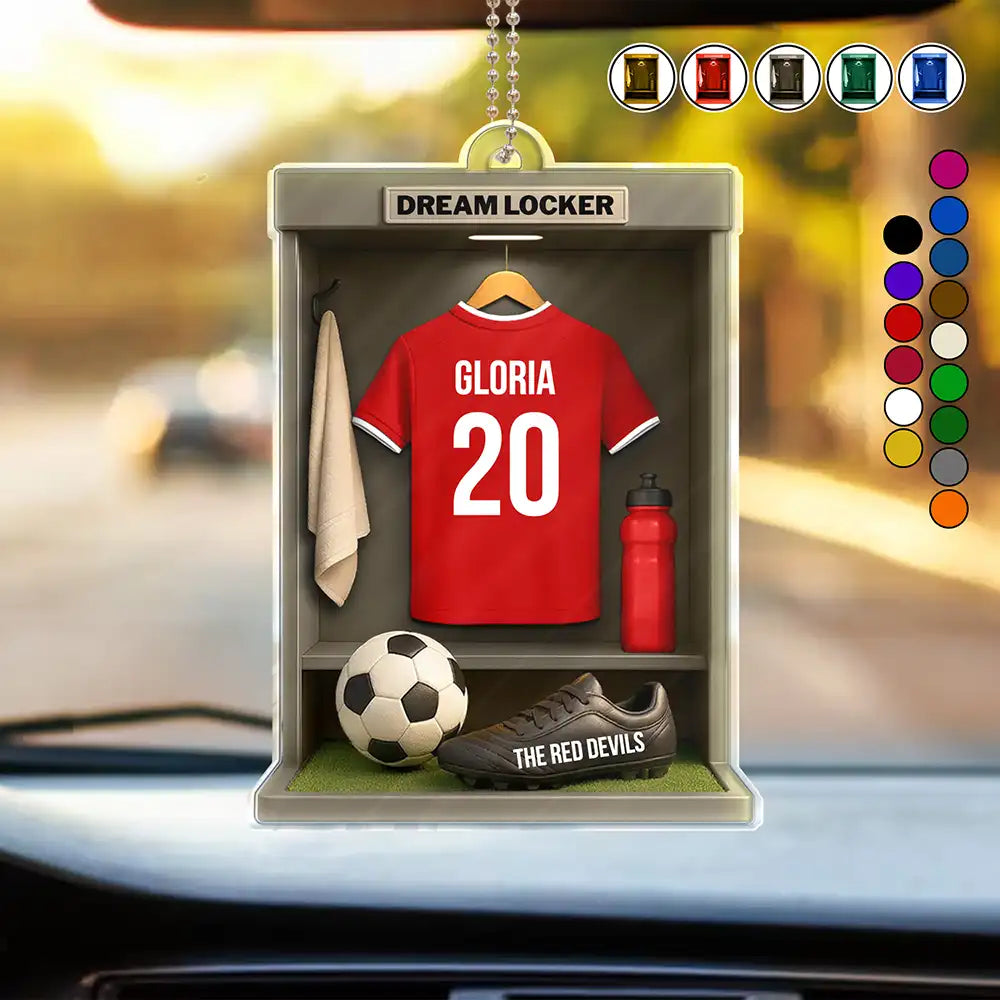 Football,Happy - Football Soccer Locker 3D Effect - Personalized Acrylic Car Hanger