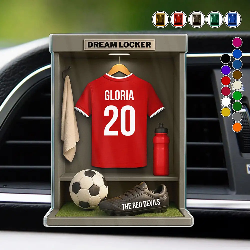 Football, Happy - Football Soccer Locker 3D Effect - Personalized Acrylic Car Vent Clip