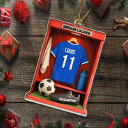 Football,Happy - Football Soccer Locker 3D Effect - Personalized Custom Shaped Acrylic Ornament