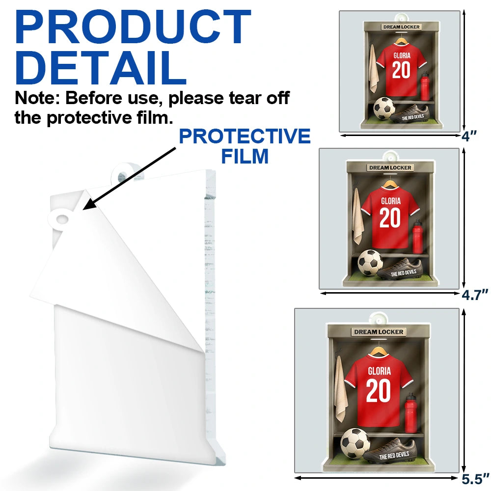 Football,Happy - Football Soccer Locker 3D Effect - Personalized Custom Shaped Acrylic Ornament