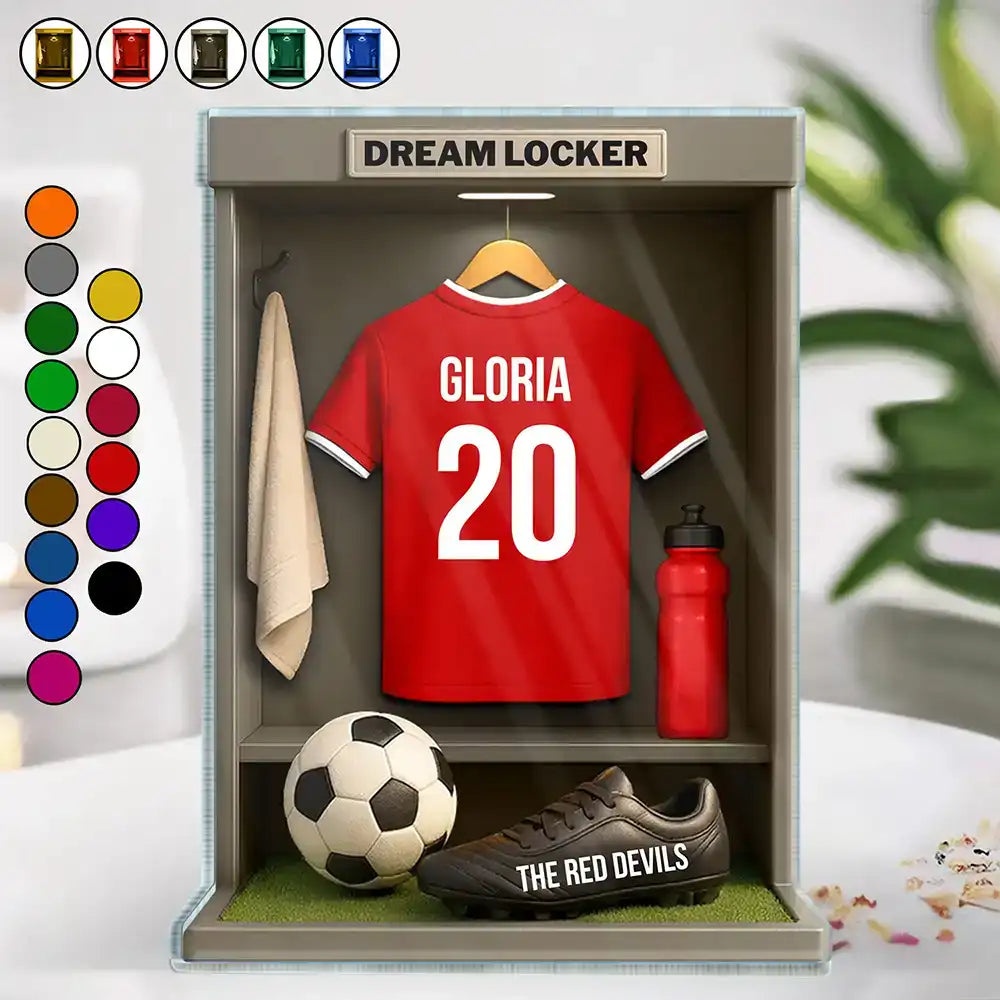 Football Soccer Locker 3D Effect - Personalized Custom Shaped Acrylic ...