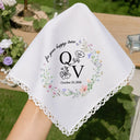 Sentimental,Gift For Yourself,Gift For Women,Wedding,Icon - For Your Happy Tears Couple Initials & Birth Flowers - Personalized Handkerchief