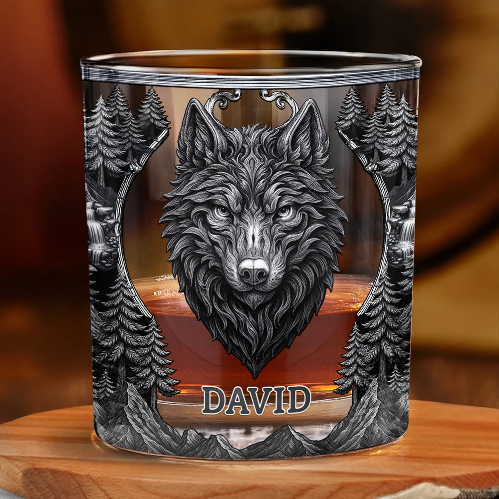 Forest Alpha Wolf Favorite Spirit Is Whiskey - Personalized Whiskey Glass
