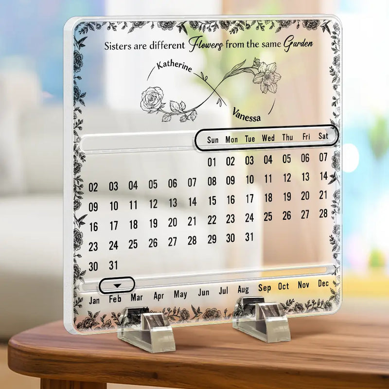 Gift For Bestie,Gift For Sisters,Gift For Mother,Mom - Daughters (Young),Christmas,Love - Forever Bound By Infinity - Personalized Acrylic Perpetual Desk Calendar