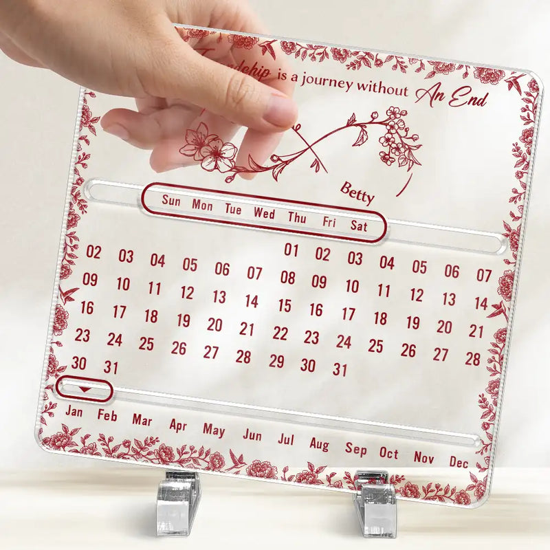 Gift For Bestie,Gift For Sisters,Gift For Mother,Mom - Daughters (Young),Christmas,Love - Forever Bound By Infinity - Personalized Acrylic Perpetual Desk Calendar