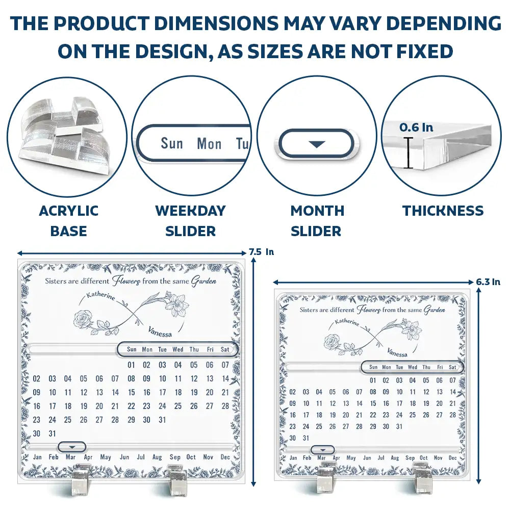 Gift For Bestie,Gift For Sisters,Gift For Mother,Mom - Daughters (Young),Christmas,Love - Forever Bound By Infinity - Personalized Acrylic Perpetual Desk Calendar