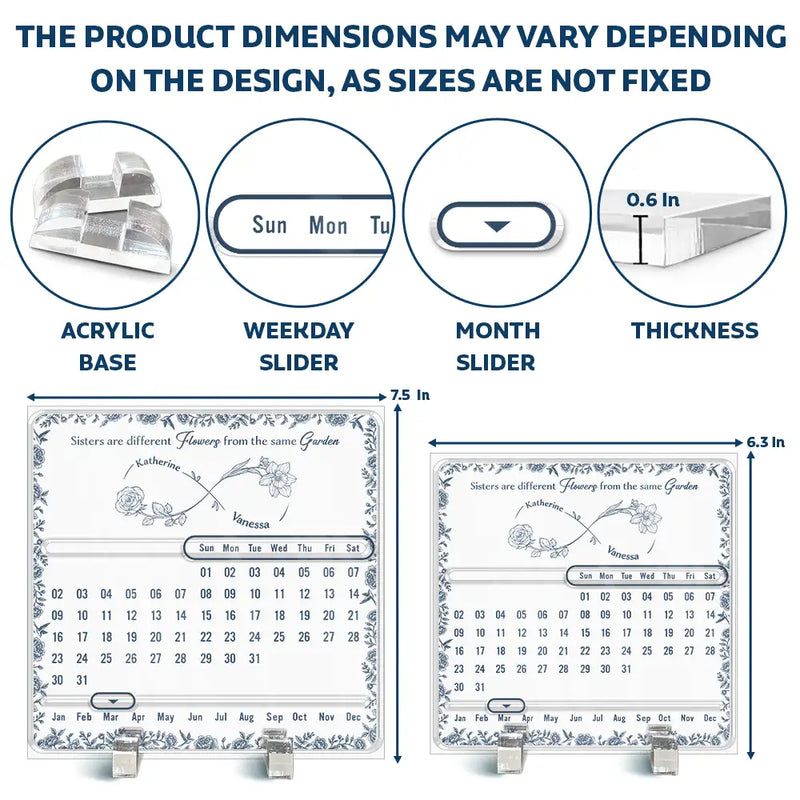 Gift For Bestie,Gift For Sisters,Gift For Mother,Mom - Daughters (Young),Christmas,Love - Forever Bound By Infinity - Personalized Acrylic Perpetual Desk Calendar