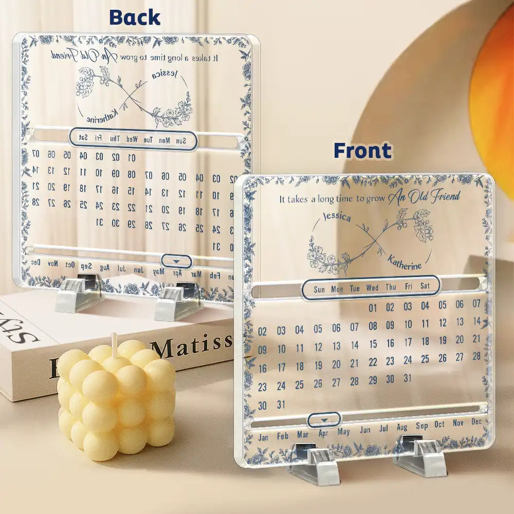 Gift For Bestie,Gift For Sisters,Gift For Mother,Mom - Daughters (Young),Christmas,Love - Forever Bound By Infinity - Personalized Acrylic Perpetual Desk Calendar
