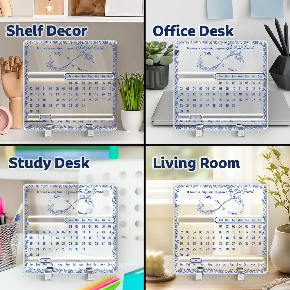 Gift For Bestie,Gift For Sisters,Gift For Mother,Mom - Daughters (Young),Christmas,Love - Forever Bound By Infinity - Personalized Acrylic Perpetual Desk Calendar